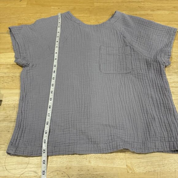 Madewell Lightspun Renwood Button-Back Top Faded Lavender Gauze Pocket Small EUC - Picture 5 of 6